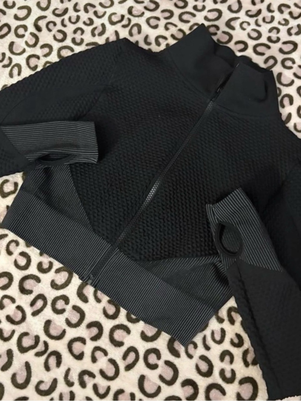 Women's Black Jacket with Ribbed Trim